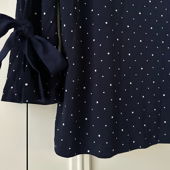 Banana Republic Navy Polka Dot Top with Bow Sleeves, Size XS - Picture 3 of 7
